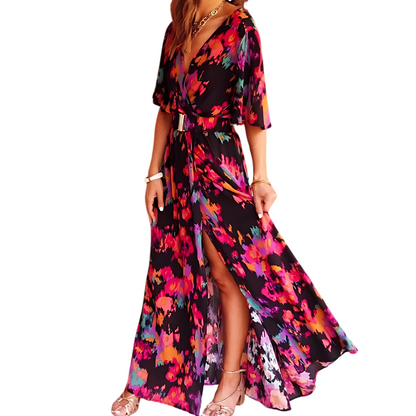 Adelina – Vestido maxi cruzado de verano para mujer