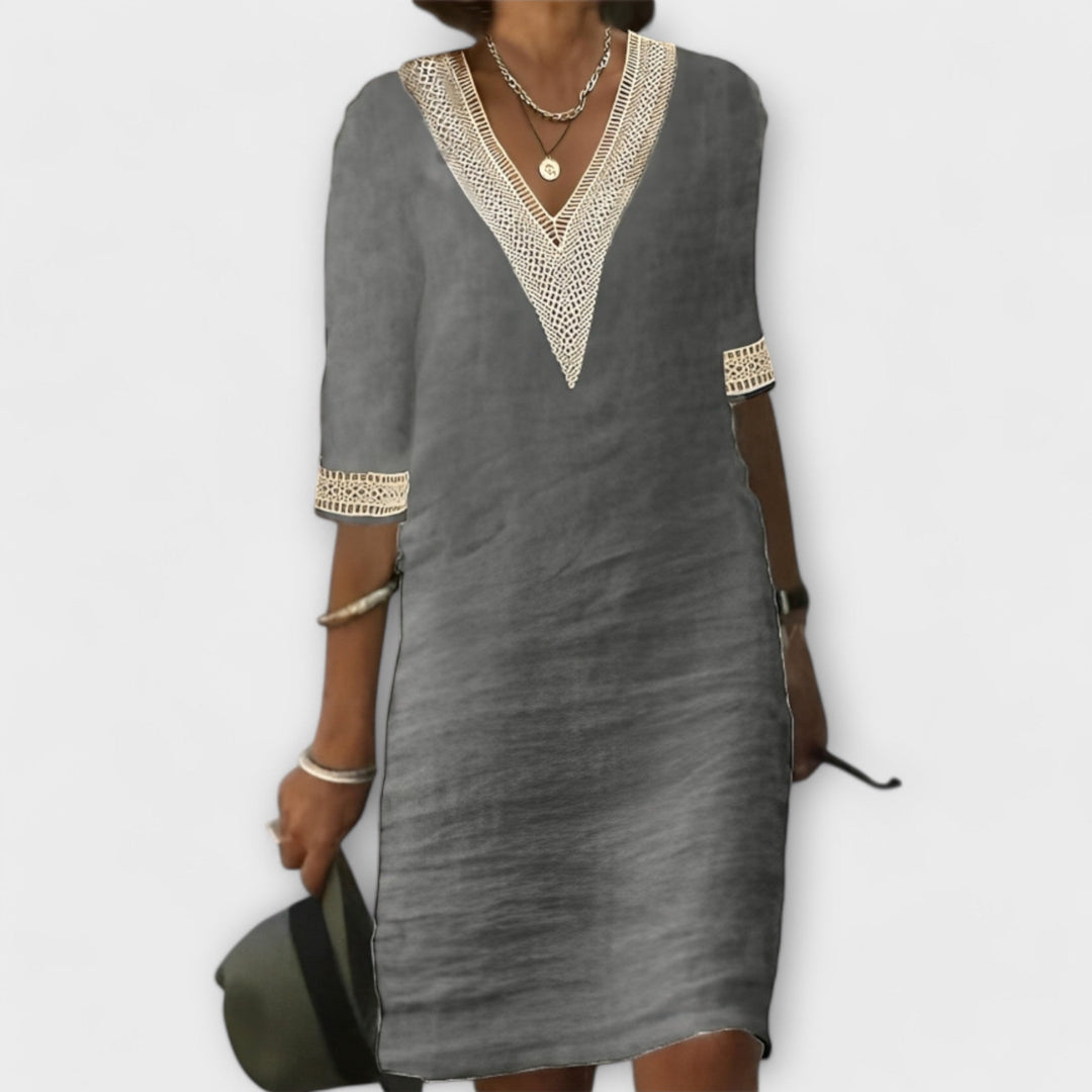 LUNA – Vestido corto veraniego de estilo bohemio con mangas cortas para mujer