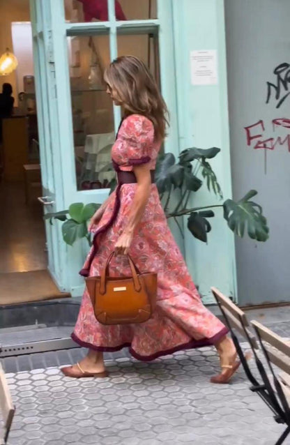 Vestido Wikkel con Mangas Abullonadas y Doce Ondas para Mujeres Elegantes - ENDELLION