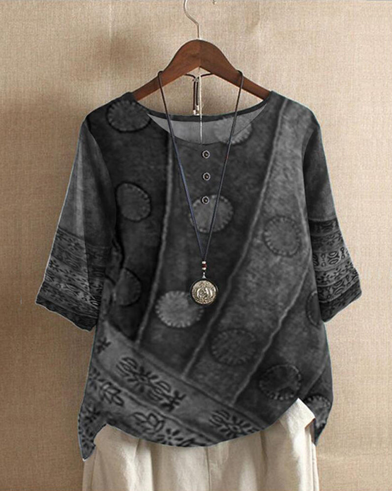 MYLA – Blusa de mujer con estampado bohemio de inspiración retro