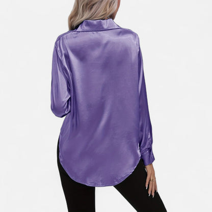 Dorevelle – Camisa satén para mujer con cuello clásico