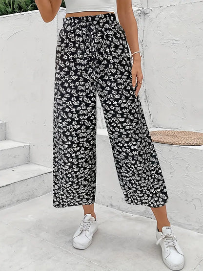 Pantalón recto de mujer con estampado floral – EVELYNIA