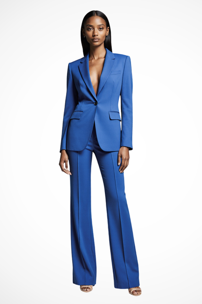Liora – Conjunto de blazer entallado y pantalones de pierna ancha para mujer