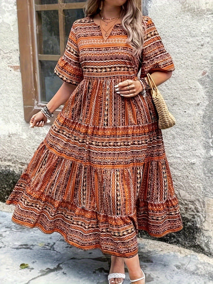 Floretta – Vestido midi bohemio floral fluido para mujer