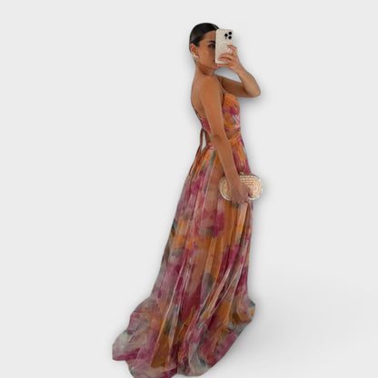 Marina – Vestido maxi floral degradado con silueta fluida para mujer