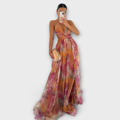 Marina – Vestido maxi floral degradado con silueta fluida para mujer