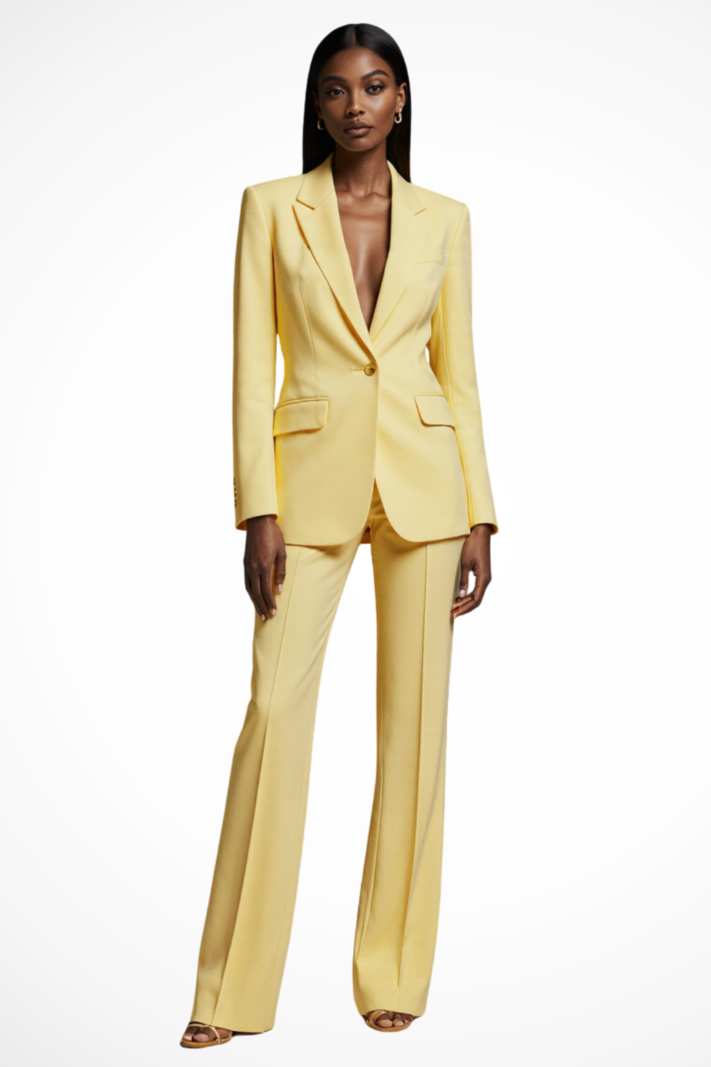 Liora – Conjunto de blazer entallado y pantalones de pierna ancha para mujer