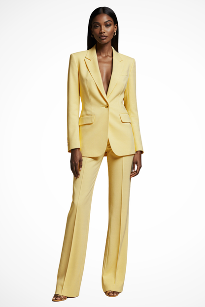 Liora – Conjunto de blazer entallado y pantalones de pierna ancha para mujer