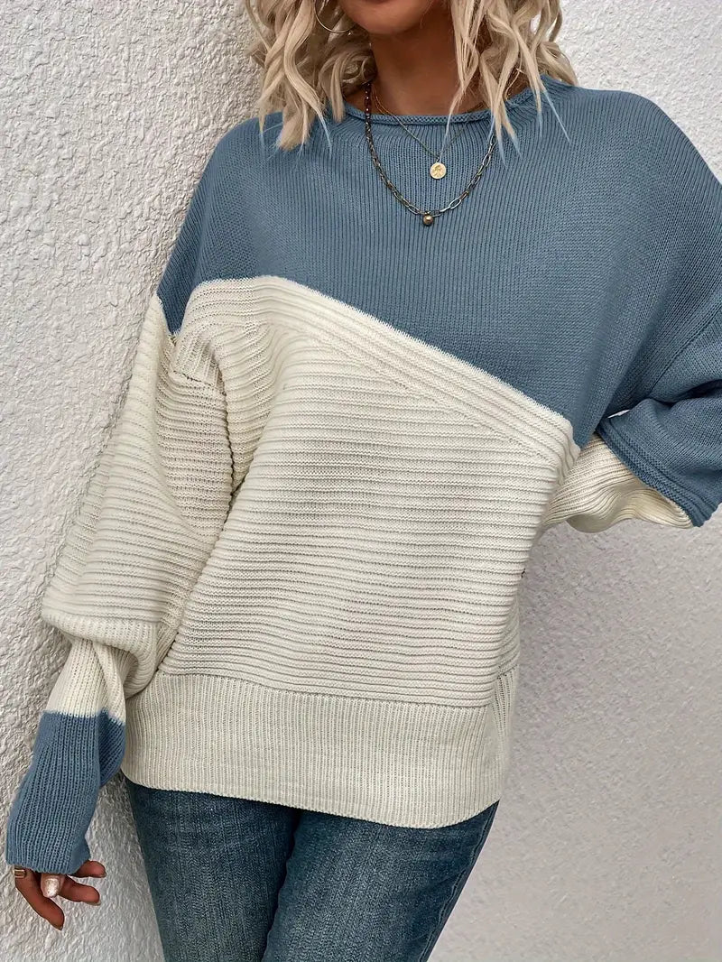LIV - Suéter de punto con diseño de bloques de color para mujer