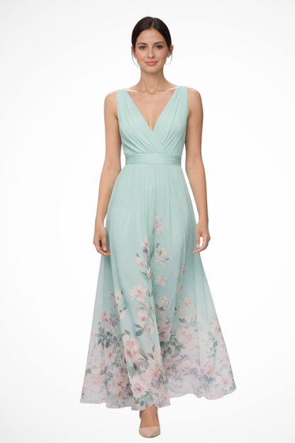 ISADORA – Vestido maxi de invitada sin mangas con estampado floral