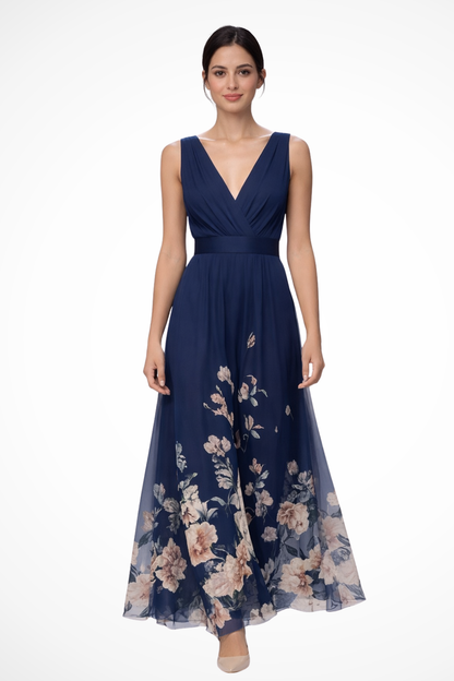 ISADORA – Vestido maxi de invitada sin mangas con estampado floral