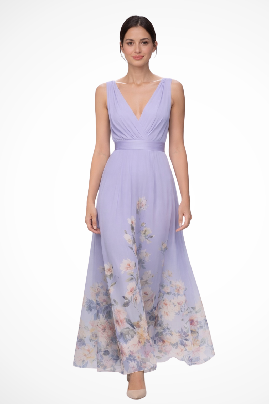 ISADORA – Vestido maxi de invitada sin mangas con estampado floral