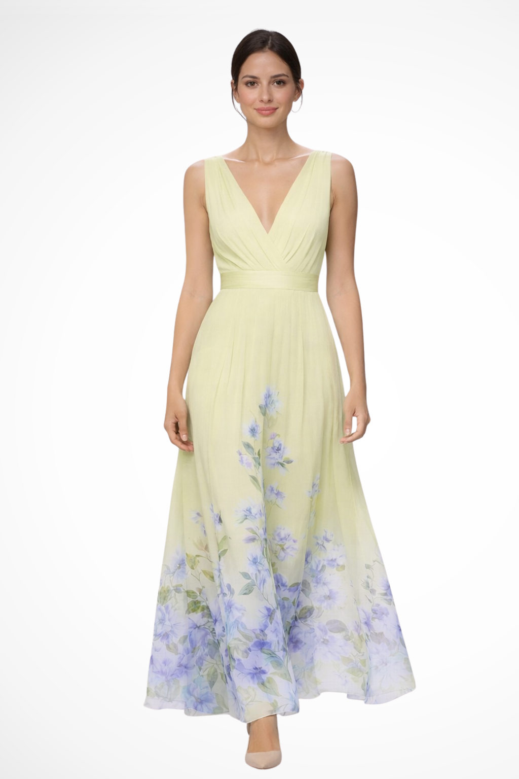 ISADORA – Vestido maxi de invitada sin mangas con estampado floral