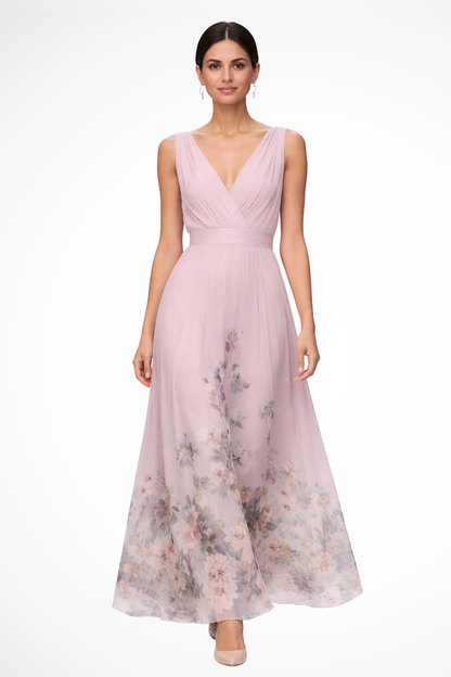ISADORA – Vestido maxi de invitada sin mangas con estampado floral