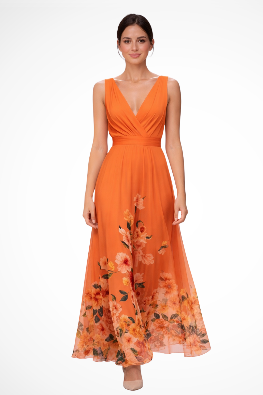 ISADORA – Vestido maxi de invitada sin mangas con estampado floral