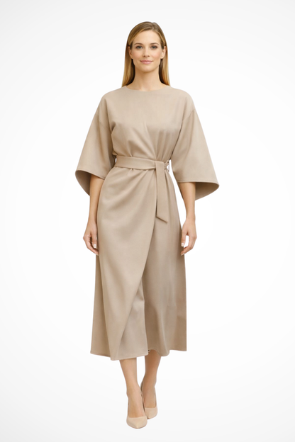 Elina – Vestido midi formal con detalle de botones y abertura lateral para mujer