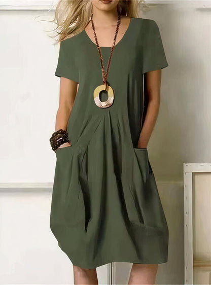 Vestido casual cómodo con bolsillos y corte fluido – MAÉLIA