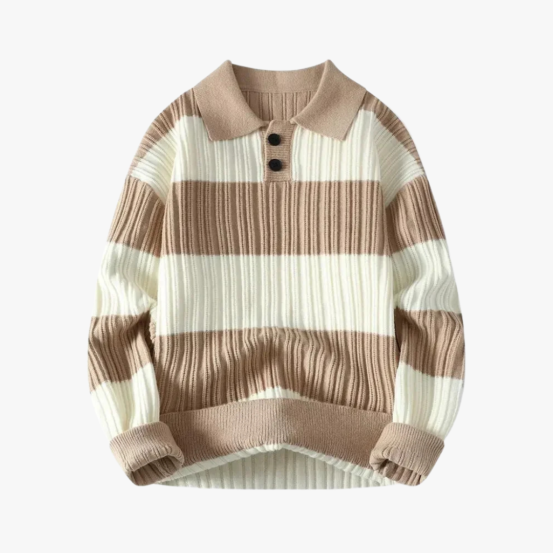 Polo de punto a rayas para hombre con ajuste – ZORAN