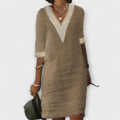 LUNA – Vestido corto veraniego de estilo bohemio con mangas cortas para mujer