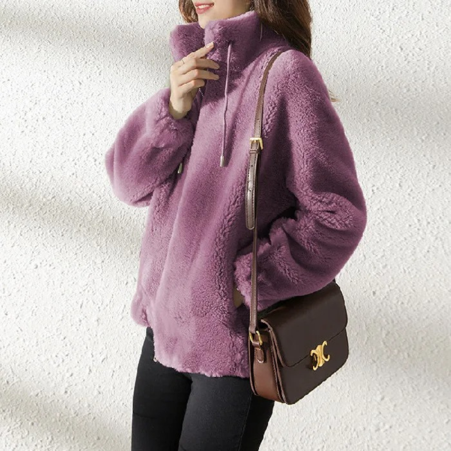 Sienna - Abrigo trench de ante para mujer, estilo oversized con solapas anchas