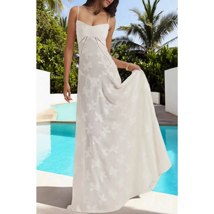 AMARANTE – Vestido maxi satinado de tirantes finos con corte en A