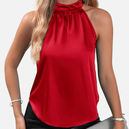 Dorella – Blusa satín con cuello halter para mujer