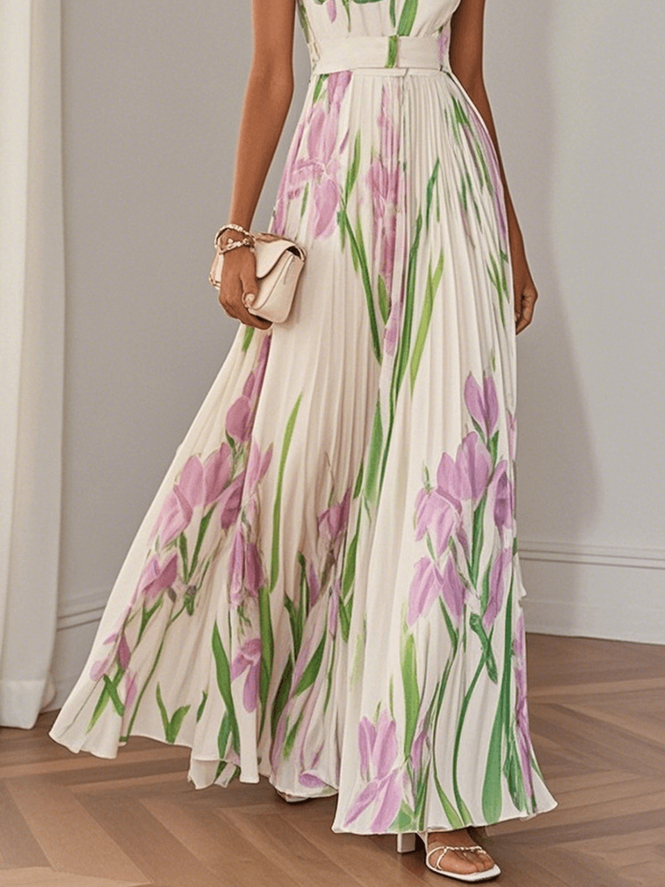 Almara – Vestido bohemio floral fluido en corte A para mujer