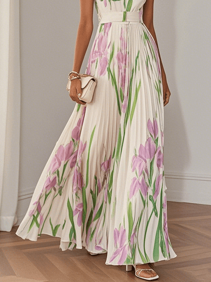 Almara – Vestido bohemio floral fluido en corte A para mujer