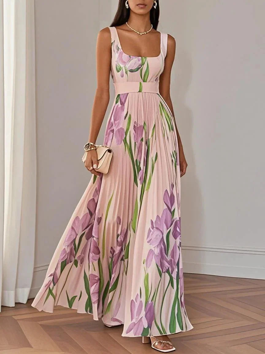 Almara – Vestido bohemio floral fluido en corte A para mujer