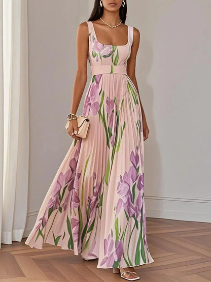 Almara – Vestido bohemio floral fluido en corte A para mujer