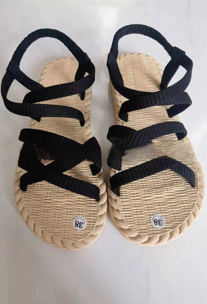 Teresa - Sandalias Nuevas de Paja de Imitación para Caminatas, Viajes y Playa para Mujer