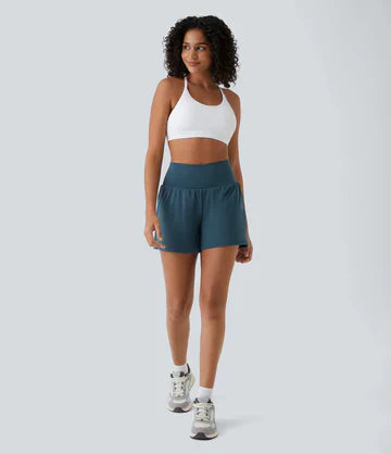 Zenith – Shorts deportivos de talle alto para mujer