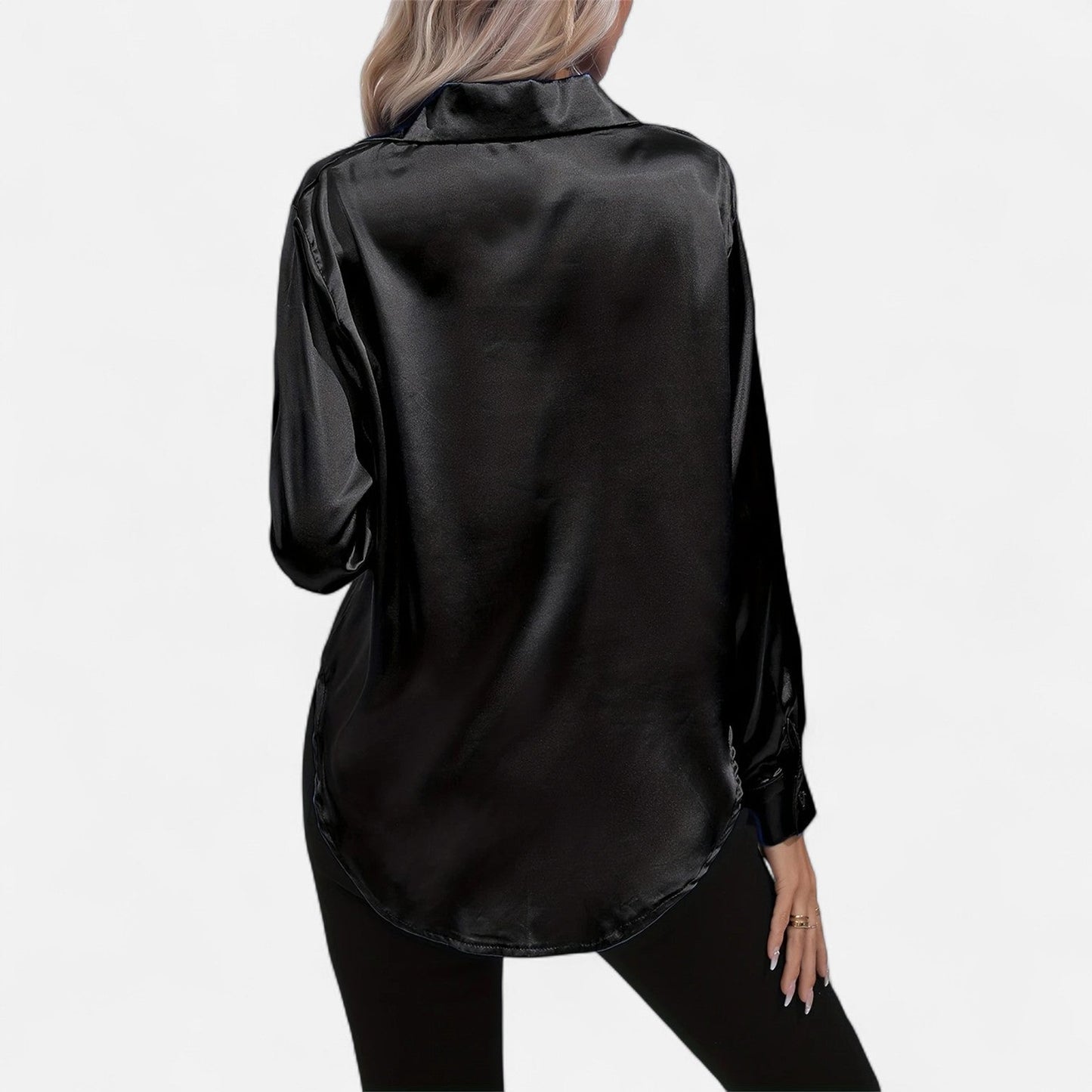 Dorevelle – Camisa satén para mujer con cuello clásico