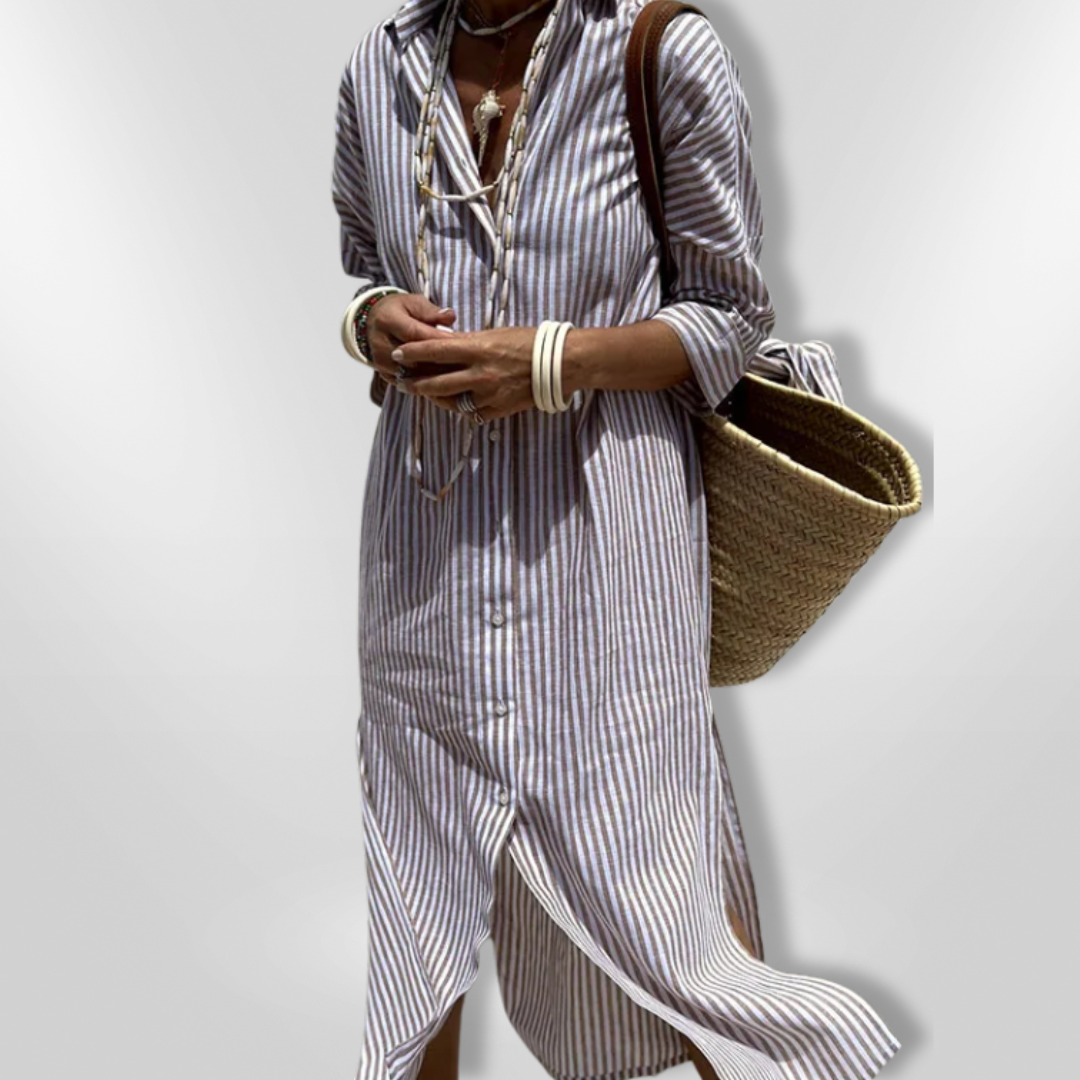 Vestido camisero con rayas y tejido ligero – SOLÉNA