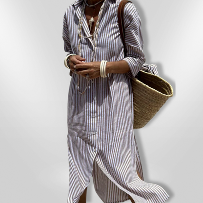 Vestido camisero con rayas y tejido ligero – SOLÉNA
