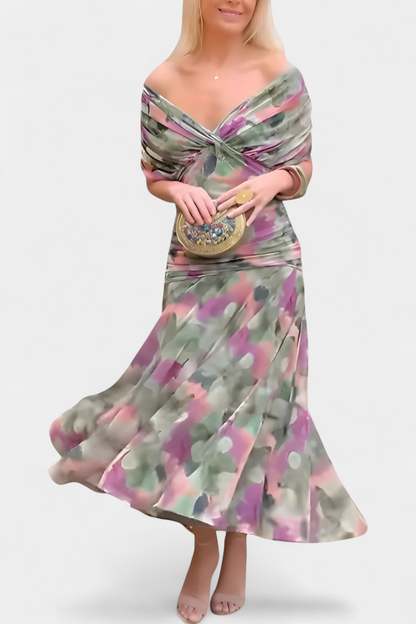 Amarilla – Vestido maxi con escote en V para mujer