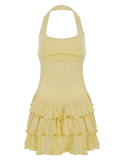 Amara – Vestido mini veraniego con volante en halter para mujer