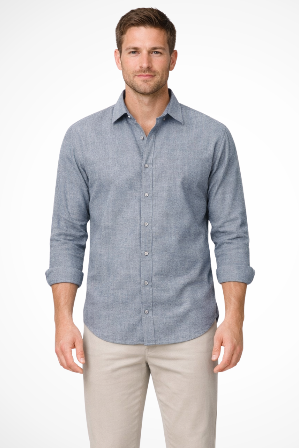 Harrison – Camisa de lino de manga larga con botones para hombre