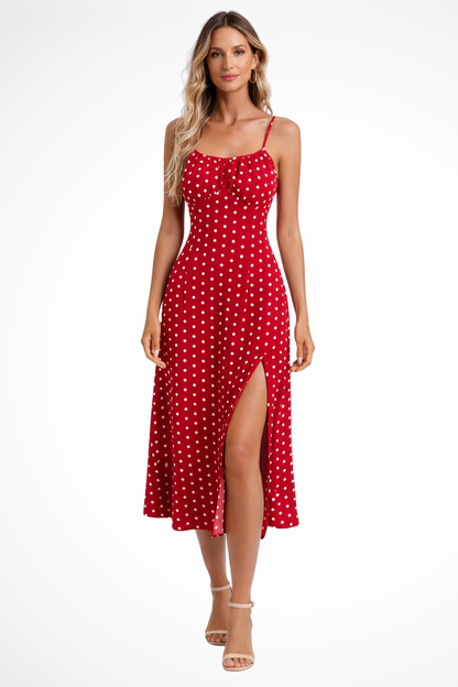 Charlotte – Vestido midi bohemio floral sin mangas para mujer