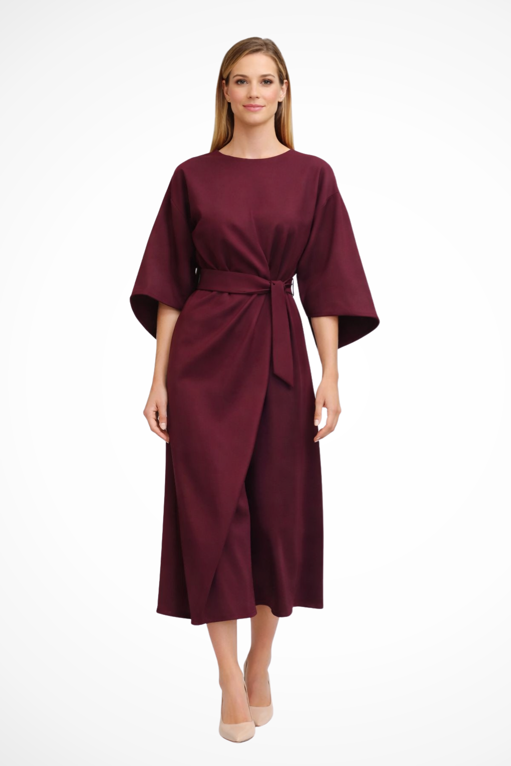 Elina – Vestido midi formal con detalle de botones y abertura lateral para mujer