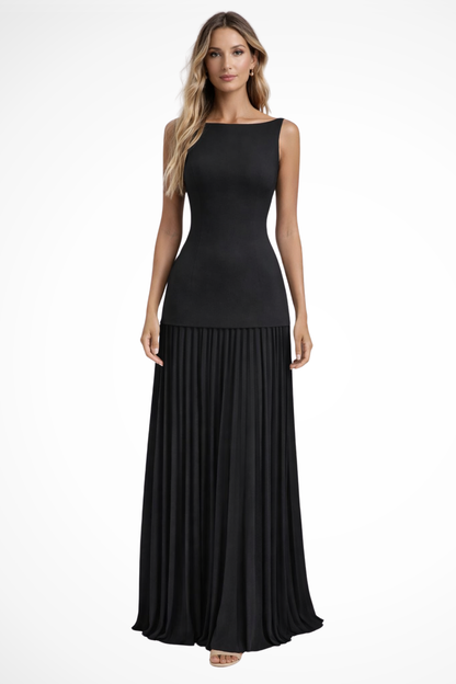 Eline – Vestido maxi elegante plisado para mujer