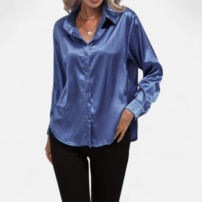 Dorevelle – Camisa satén para mujer con cuello clásico