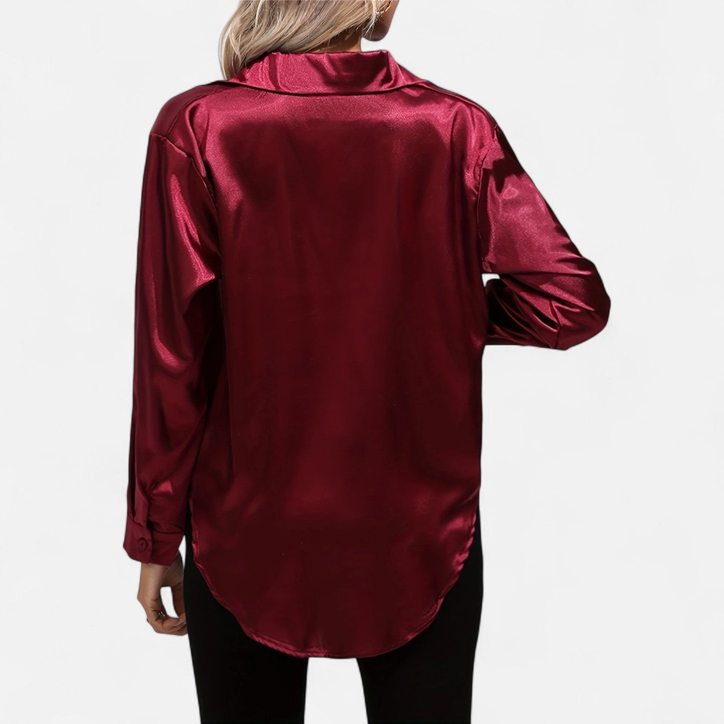 Dorevelle – Camisa satén para mujer con cuello clásico