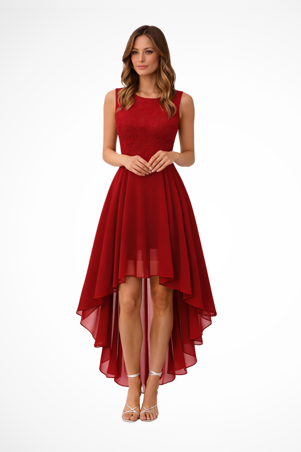 ALYSSIA – Vestido de invitada sin mangas con encaje elegante