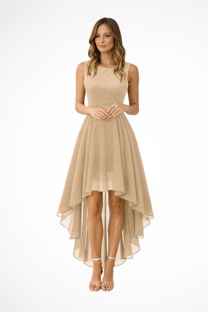 ALYSSIA – Vestido de invitada sin mangas con encaje elegante