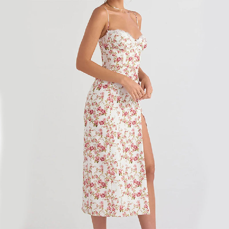Mariona - Vestido Largo de Fiesta de Encaje y Estampado de Invitada Boda Verano 2024 Para Mujer