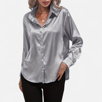 Dorevelle – Camisa satén para mujer con cuello clásico
