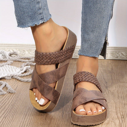 Sandalias cómodas y ligeras con elegante diseño de cuña de corcho para mujer – LIA SEREPHINA