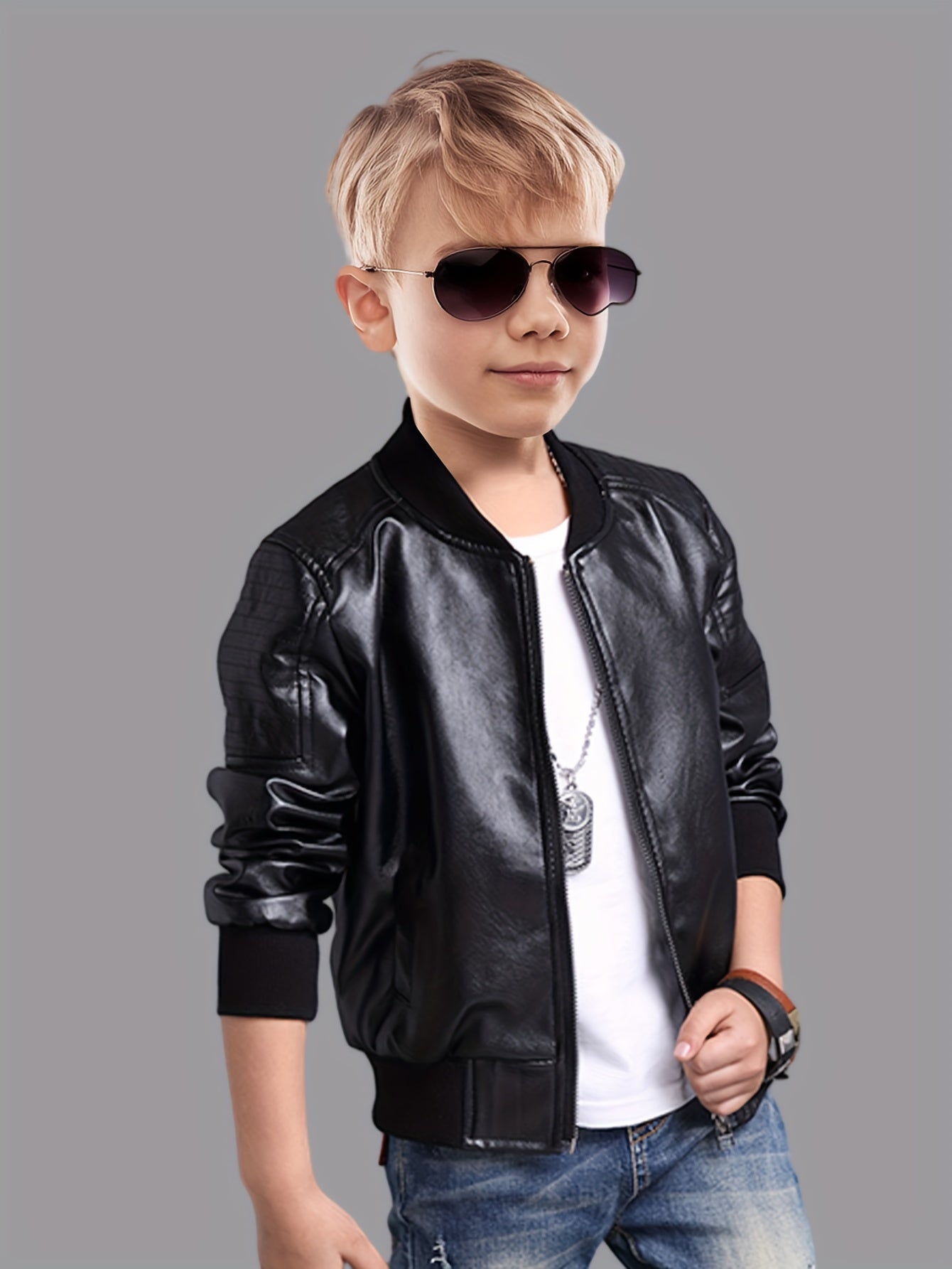 RAFFY - Chaqueta con cremallera y cuello alto para niños