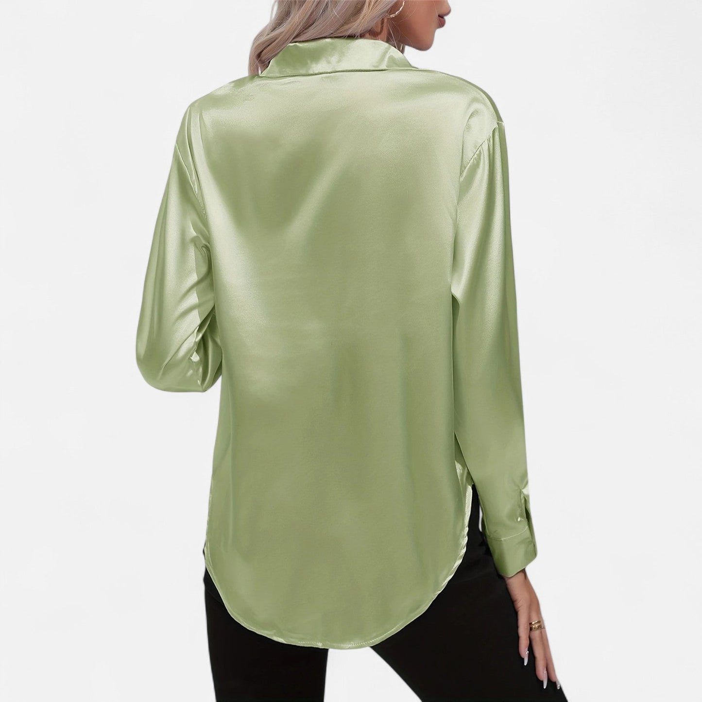 Dorevelle – Camisa satén para mujer con cuello clásico